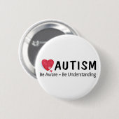 Badge Rond 5 Cm L'autisme se rende compte comprenne (Devant & derrière)