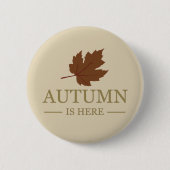 Badge Rond 5 Cm L'automne est là aquarelle feuilles automne (Devant)