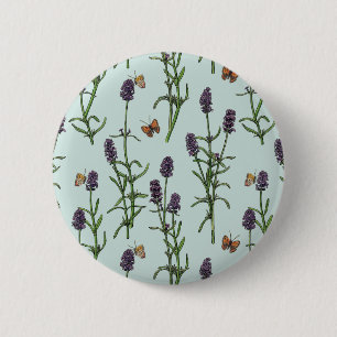 Badge Rond 5 Cm Lavande et papillons sur verre de mer