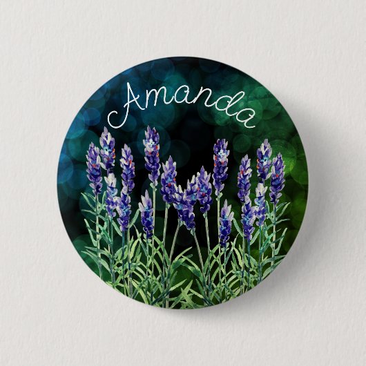 Badge Rond 5 Cm Lavande peinte avec aquarelles (Devant)