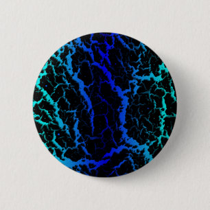 Badge Rond 5 Cm Lave de l'espace fissuré - Cyan/Bleu