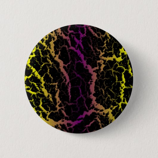 Badge Rond 5 Cm Lave de l'espace fissuré - Jaune/Violet (Devant)