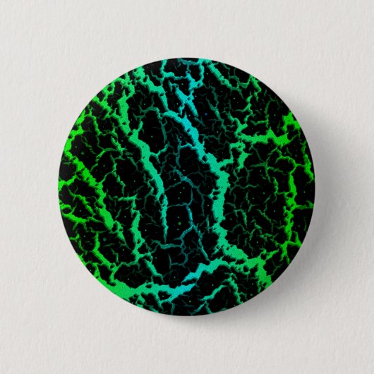 Badge Rond 5 Cm Lave de l'espace fissuré - Vert/Cyan (Devant)