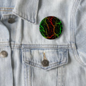 Badge Rond 5 Cm Lave de l'espace fissuré - Vert/Rouge (En situation)
