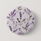Badge Rond 5 Cm Lavender Whispers - Folk Botanical Motif Button (Devant)