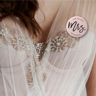 Badge Rond 5 Cm L'avenir Mme Brush Script Diamond Bridal Party