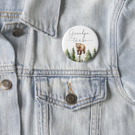 Badge Rond 5 Cm L'aventure attend ours baby shower grand-père pour (En situation)