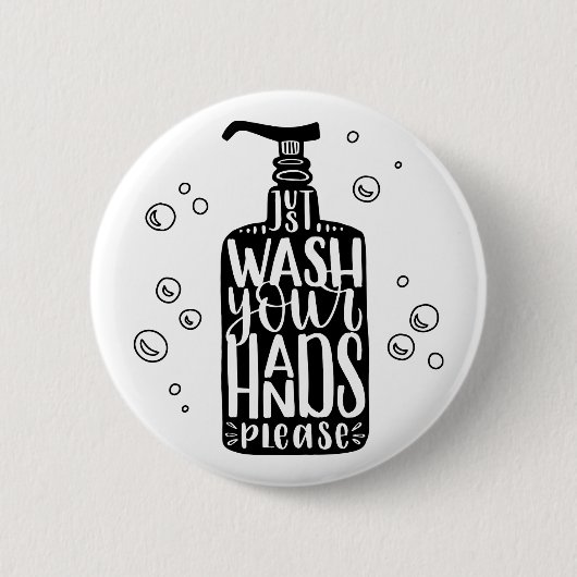 Badge Rond 5 Cm Lavez-Vous Les Mains, S'Il Vous Plaît (Devant)