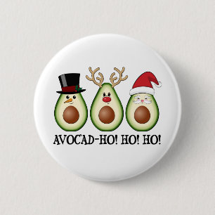 Badge Rond 5 Cm L'Avocado de Noël Frosty, Rudolph et Père Noël