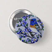 Badge Rond 5 Cm Lazuli Bunting (Devant & derrière)