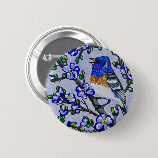 Badge Rond 5 Cm Lazuli Bunting (Devant & derrière)