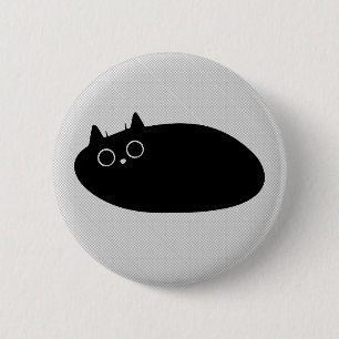 Badge Rond 5 Cm Lazy Black Cat   Bouton pour Amoureux de les chats