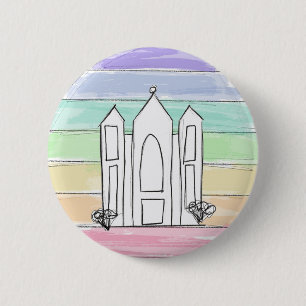 Badge Rond 5 Cm LDS Salt Lake City Temple rainbow sunset mormon
