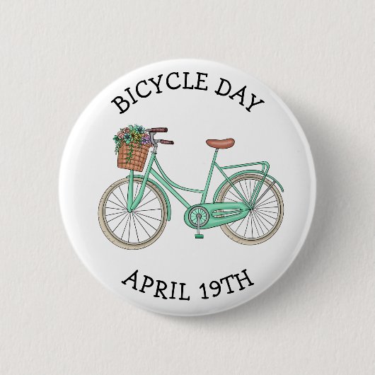 Badge Rond 5 Cm Le 19 avril est la journée du vélo (Devant)