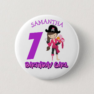 Badge Rond 5 Cm Le 7ème anniversaire de Little Pirate