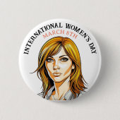 Badge Rond 5 Cm Le 8 mars est la Journée internationale de la femm (Devant)