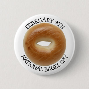 Badge Rond 5 Cm Le 9 février est la Journée nationale du bagel