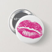Badge Rond 5 Cm Le Baiser, Lèvres Roses (Devant & derrière)