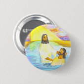 Badge Rond 5 Cm Le baptême de Jésus (Devant & derrière)