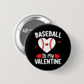 Badge Rond 5 Cm Le Baseball Est Mon Sport De La Saint Valentin (Devant & derrière)