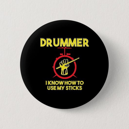 Badge Rond 5 Cm Le Batteur Sait Comment Utiliser Mes Bâtons (Devant)