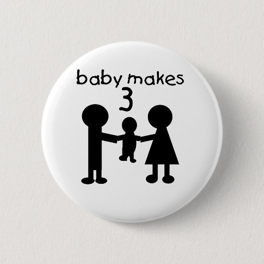 Badge Rond 5 Cm Le bébé fait trois (Devant)