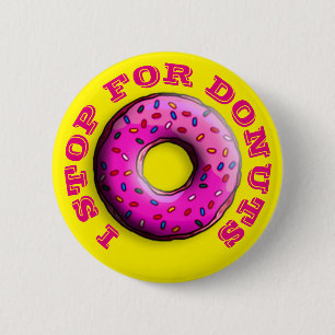 Badge Rond 5 Cm Le beignet rosâtre avec coloré arrose + vos idé