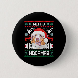 Badge Rond 5 Cm Le berger australien Merry Woofmas Noël