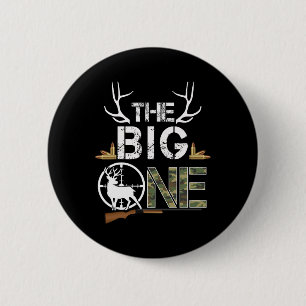 Badge Rond 5 Cm Le Big One Birthday Boy Deer Hunter Camouflage 1s