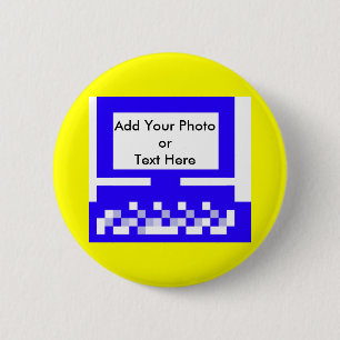 Badge Rond 5 Cm Le bleu d'ordinateur d'images de série d'artiste d