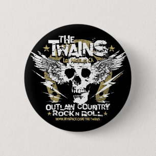 Badge Rond 5 Cm Le bouton de fer à cheval de n de crâne de TWAIN