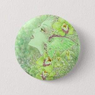 Badge Rond 5 Cm Le bouton vert de Faery