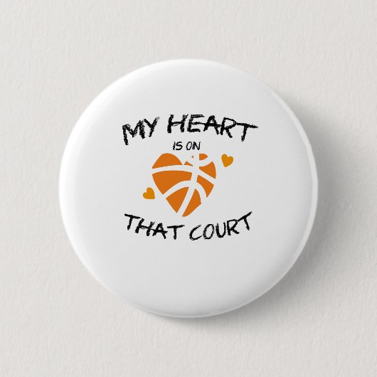 Badge Rond 5 Cm Le cadeau drôle de basket-ball mon coeur est sur (Devant)