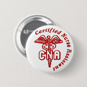 BADGE ROND 5 CM LE CADUCÉE PEUT ASSISTANT D'INFIRMIÈRE CERTIFIÉE (Devant & derrière)