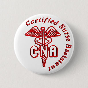 BADGE ROND 5 CM LE CADUCÉE PEUT ASSISTANT D'INFIRMIÈRE CERTIFIÉE