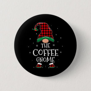 Badge Rond 5 Cm Le Café Gnome Xmas Famille Correspondant Plaid Chr
