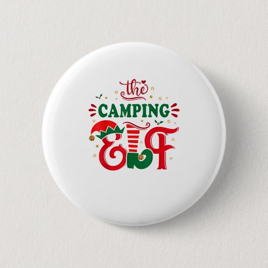 Badge Rond 5 Cm Le camping elf drôle cadeau de Noël Fa (Devant)