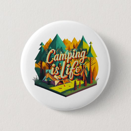 Badge Rond 5 Cm Le camping est la vie (Devant)
