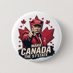 Badge Rond 5 Cm Le Canada le 51e État Trump Canadien
