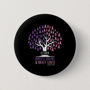 Badge Rond 5 Cm Le Cancer De L'Arbre À Ruban Et La Violence Domest