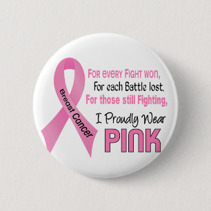 Badge Rond 5 Cm Le cancer du sein I portent fièrement le rose 1