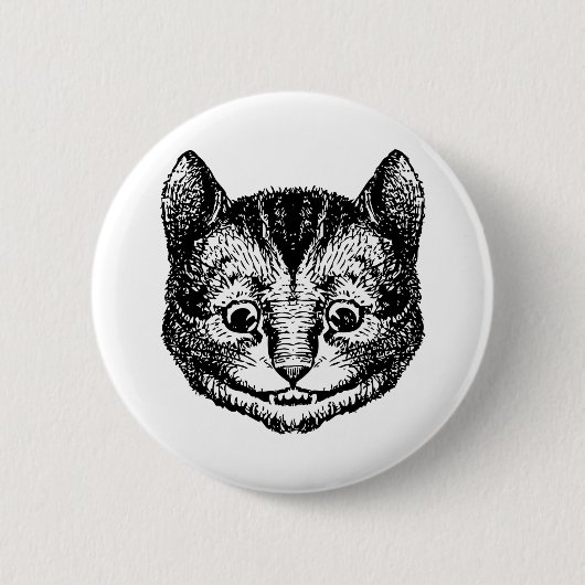 Badge Rond 5 Cm Le chat de Cheshire a encré le noir (Devant)