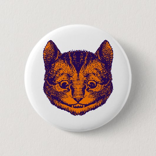 Badge Rond 5 Cm Le chat de Cheshire a encré l'orange pourpre (Devant)