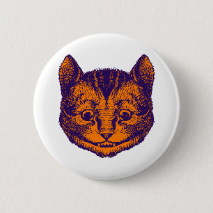 Badge Rond 5 Cm Le chat de Cheshire a encré l'orange pourpre