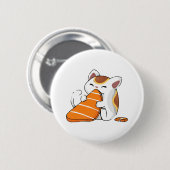 Badge Rond 5 Cm le chat mange des sushis (Devant & derrière)