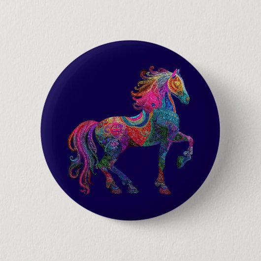 Badge Rond 5 Cm Le Cheval Brodé (Devant)