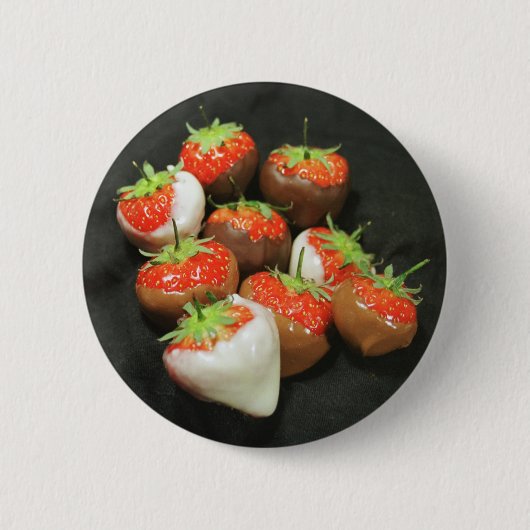 Badge Rond 5 Cm Le chocolat a plongé des fraises (Devant)