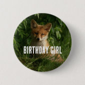 Badge Rond 5 Cm Le chou renard dans une forêt verte (Devant)