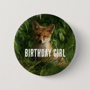 Badge Rond 5 Cm Le chou renard dans une forêt verte
