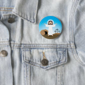Badge Rond 5 Cm Le Christ levé (En situation)